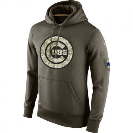 Men's Chicago Cubs Nike Olive Salute To Service KO Performance Hoodie