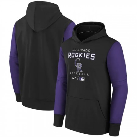 Men's Colorado Rockies Black 2022 Therma Performance Pullover Hoodie