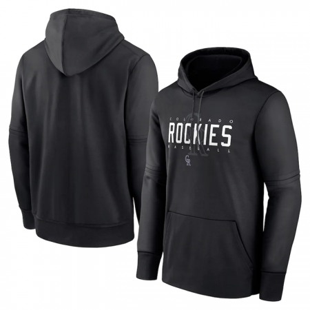 Men's Colorado Rockies Black Pregame Performance Pullover Hoodie