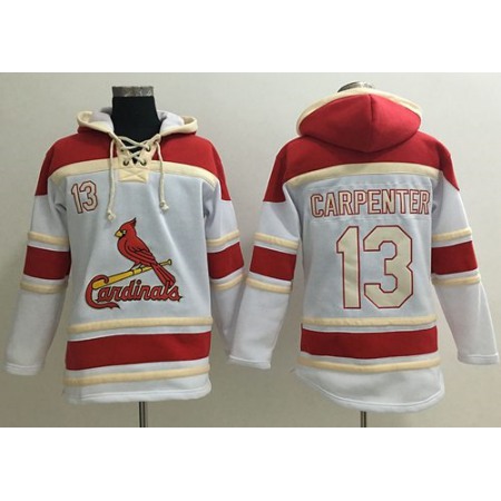 Cardinals #13 Matt Carpenter White Sawyer Hooded Sweatshirt MLB Hoodie