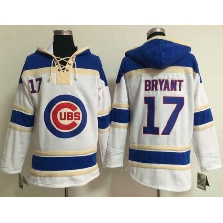 Cubs #17 Kris Bryant White Sawyer Hooded Sweatshirt MLB Hoodie