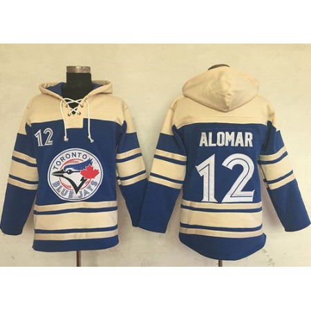 Blue Jays #12 Roberto Alomar Blue Sawyer Hooded Sweatshirt MLB Hoodie