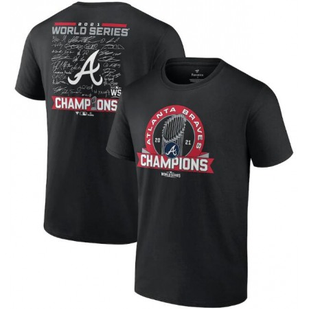 Men's Atlanta Braves 2021 Black World Series Champions Dream Team Roster Tri-Blend T-Shirt