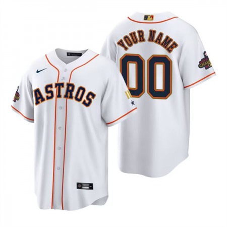 Men's Houston Astros ACTIVE Player Custom White Gold 2022 World Series Champions Stitched Baseball Jersey