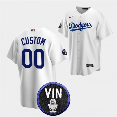 Men's Los Angeles Dodgers ACTIVE Player Custom 2022 White Vin Scully Patch Cool Base Stitched Baseball Jersey