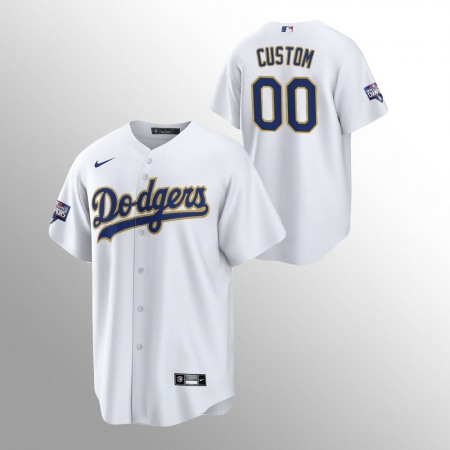 Men's Los Angeles Dodgers ACTIVE Player Custom White Champions Patch Gold Program Cool Base Stitched Jersey