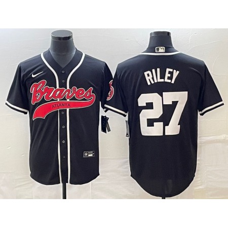 Men's Atlanta Braves #27 Austin Riley Black Cool Base Stitched Baseball Jersey