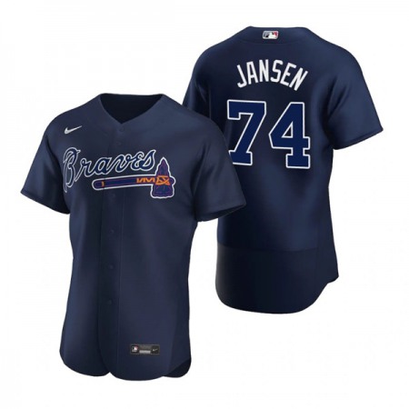 Men's Atlanta Braves #74 Kenley Jansen Navy Flex Base Stitched Baseball Jersey