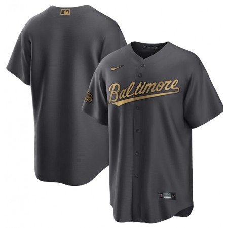 Men's Baltimore Orioles Blank 2022 All-Star Cool Base Charcoal Stitched Baseball Jersey