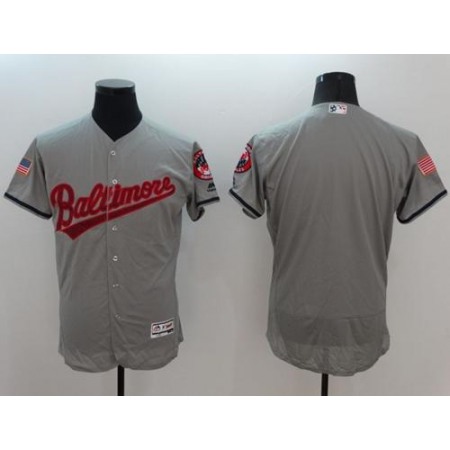 Orioles Blank Grey Fashion Stars & Stripes Flexbase Authentic Stitched MLB Jersey