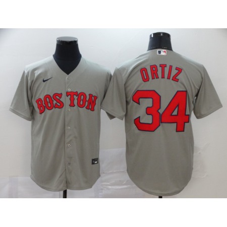 Men's Boston Red Sox #34 David Ortiz Grey Cool Base Stitched MLB Jersey