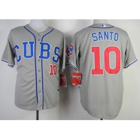 Cubs #10 Ron Santo Grey Alternate Road Cool Base Stitched MLB Jersey