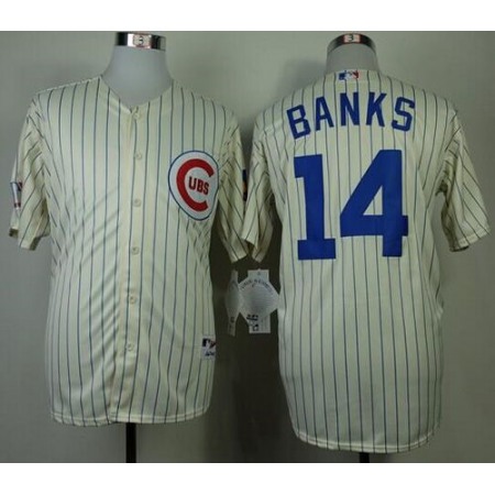 Cubs #14 Ernie Banks Cream 1969 Turn Back The Clock Stitched MLB Jersey