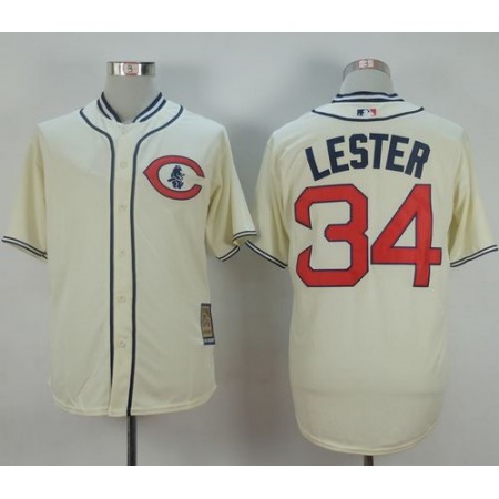 Cubs #34 Jon Lester Cream 1929 Turn Back The Clock Stitched MLB Jersey