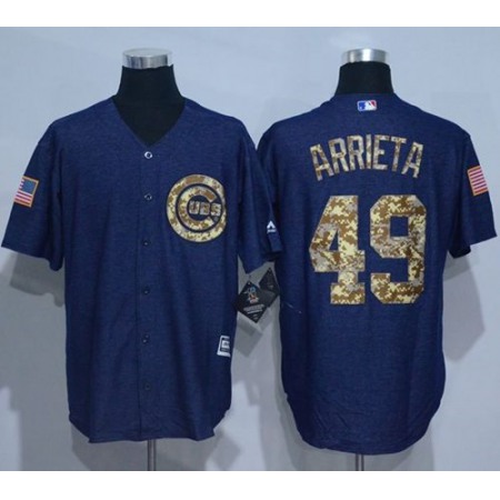 Cubs #49 Jake Arrieta Denim Blue Salute to Service Stitched MLB Jersey