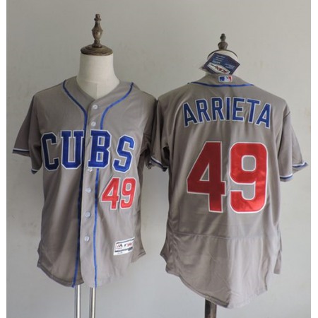 Cubs #49 Jake Arrieta Grey Flexbase Authentic Collection Alternate Road Stitched MLB Jersey