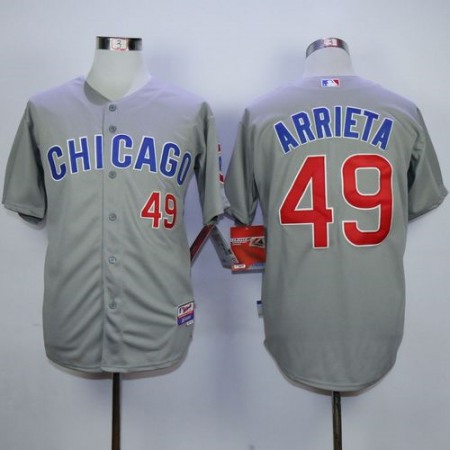 Cubs #49 Jake Arrieta Grey Road Cool Base Stitched MLB Jersey