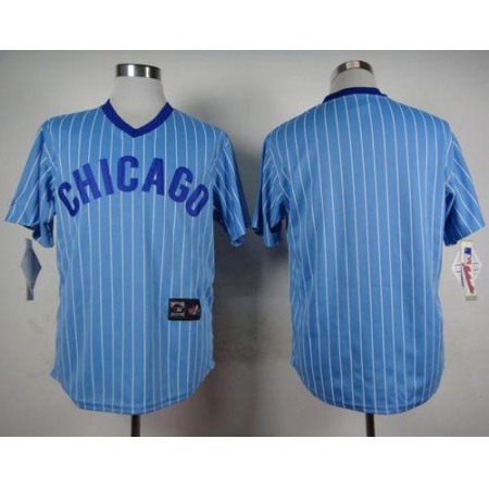 Cubs Blank Blue(White Strip) Cooperstown Throwback Stitched MLB Jersey