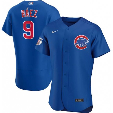 Men's Chicago Cubs #9 Javier Baez Blue Flex Base Stitched Jersey