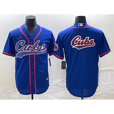 Men's Chicago Cubs Royal Team Big Logo Cool Base Stitched Jersey