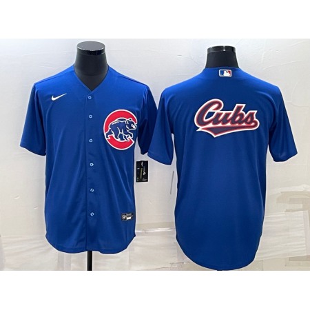 Men's Chicago Cubs Royal Team Big Logo Cool Base Stitched Jersey