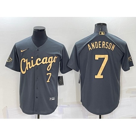 Men's Chicago White Sox #7 Tim Anderson 2022 All-Star Charcoal Cool Base Stitched Baseball Jersey