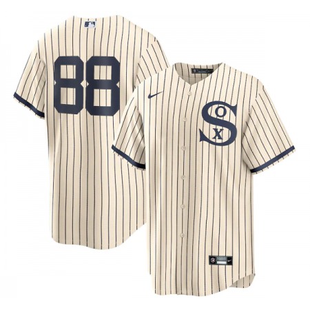 Men's Chicago White Sox #88 Luis Robert 2021 Cream/Navy Field of Dreams Cool Base Stitched Jersey