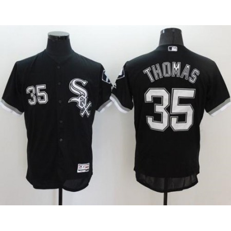 White Sox #35 Frank Thomas Black Flexbase Authentic Collection Stitched MLB Jersey