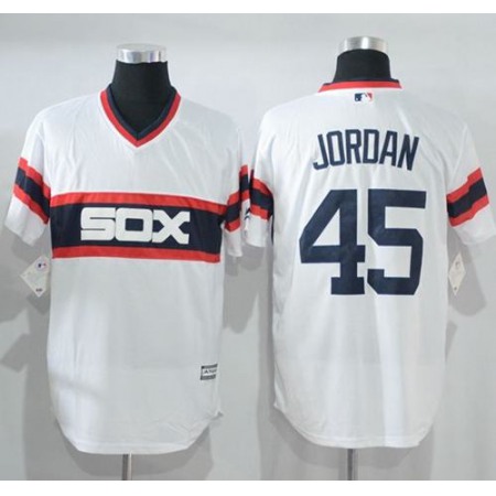 White Sox #45 Michael Jordan White New Cool Base Alternate Home Stitched MLB Jersey