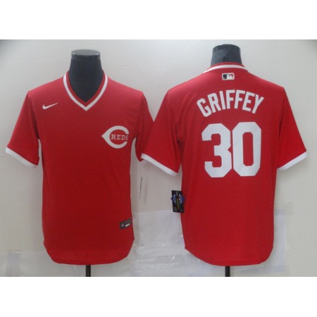 Men's Cincinnati Reds #30 Ken Griffey Red Cool white Stitched Jersey