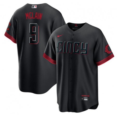 Men's Cincinnati Reds #9 Matt McLain Black 2023 City Connect Cool Base Stitched Baseball Jersey