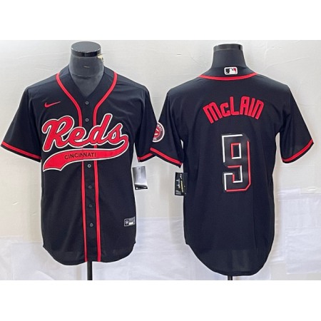 Men's Cincinnati Reds #9 Matt McLain Black Cool Base Stitched Baseball Jersey