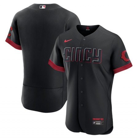 Men's Cincinnati Reds Blank Black 2023 City Connect Flex Base Stitched Jersey