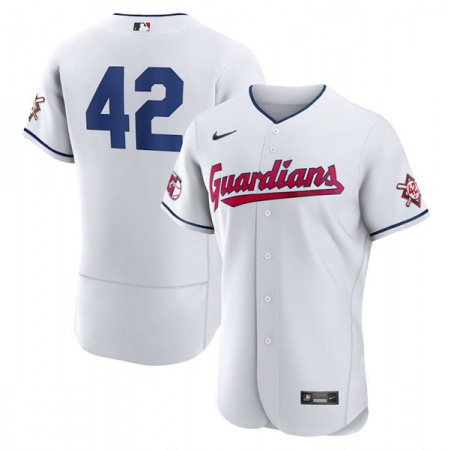 Men's Cleveland Guardians #42 Jackie Robinson White Flex Base Stitched Jersey