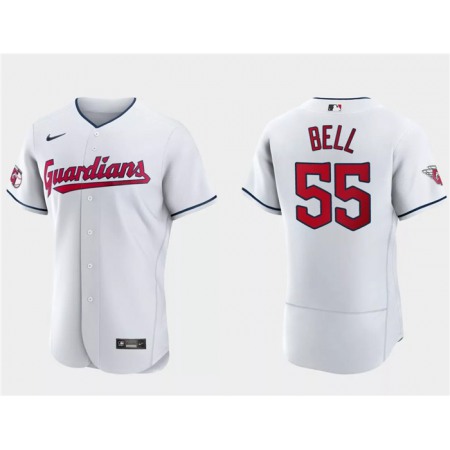 Men's Cleveland Guardians #55 Josh Bell White Flex Base Stitched Jersey