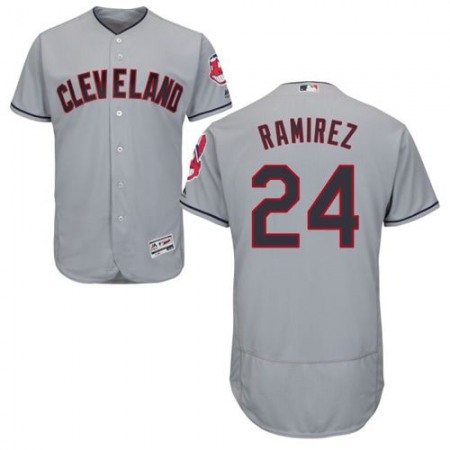 indians #24 Manny Ramirez Grey Flexbase Authentic Collection Stitched MLB Jersey