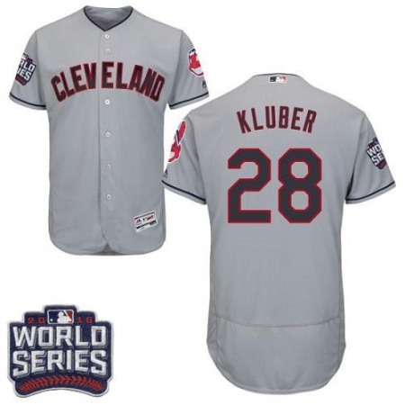 indians #28 Corey Kluber Grey Flexbase Authentic Collection 2016 World Series Bound Stitched MLB Jersey