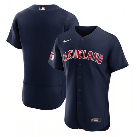 Men's Cleveland Guardians Blank Navy Flex Base Stitched Jersey