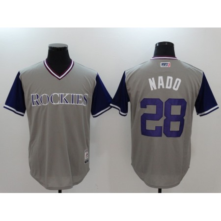 Men's Colorado Rockies #28 Nolan Arenado Grey Stitched Jersey