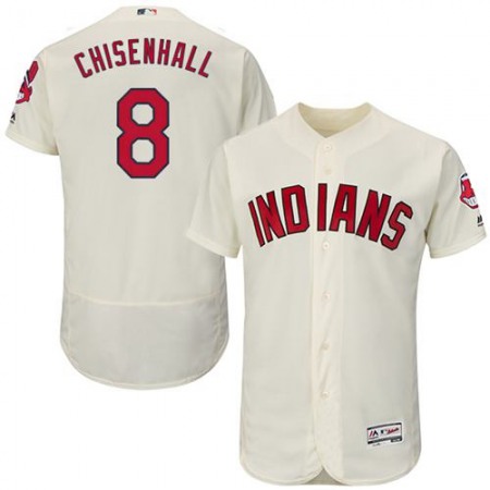 indians #8 Lonnie Chisenhall Cream Flexbase Authentic Collection Stitched MLB Jersey