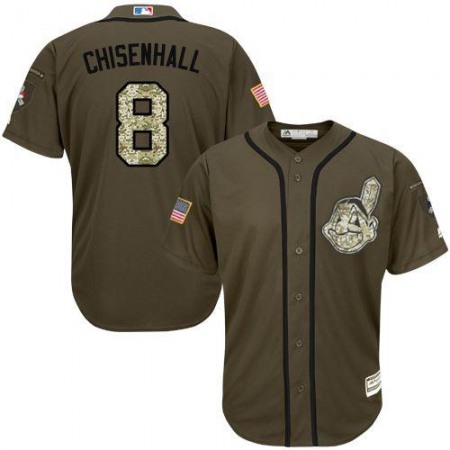 indians #8 Lonnie Chisenhall Green Salute to Service Stitched MLB Jersey