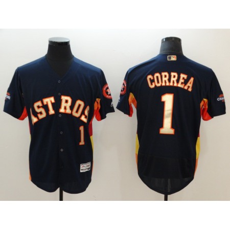 Men's Houston Astros #1 Carlos Correa Navy 2018 Gold Program Flexbase Stitched MLB Jersey