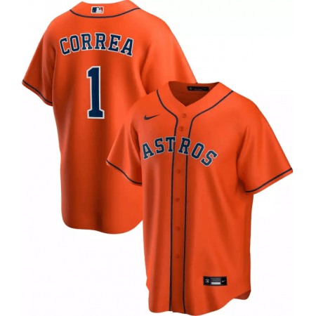 Men's Houston Astros #1 Carlos Correa Orange Cool Base Stitched Jersey