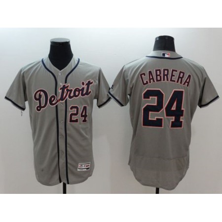 Tigers #24 Miguel Cabrera Grey Flexbase Authentic Collection Stitched MLB Jersey