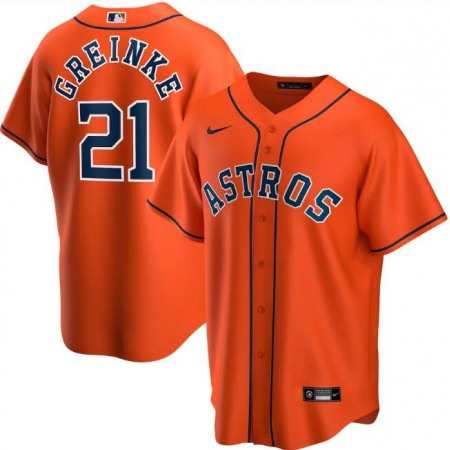 Men's Houston Astros #21 Zack Greinke Orange Cool Base Stitched Jersey