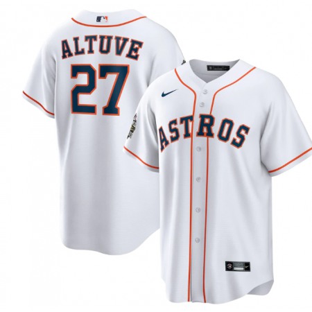 Men's Houston Astros #27 Jose Altuve White 2022 World Series Home Stitched Baseball Jersey