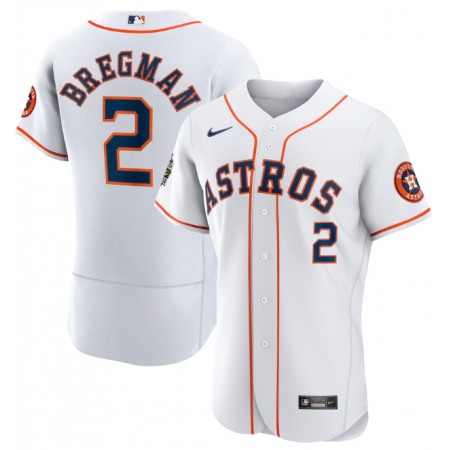 Men's Houston Astros #2 Alex Bregman White 2022 World Series Flex Base Stitched Baseball Jersey