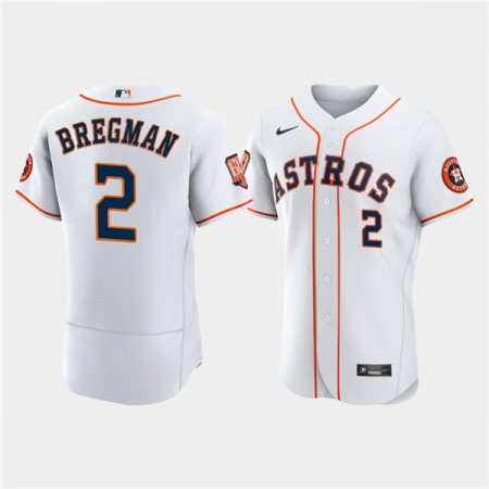 Men's Houston Astros #2 Alex Bregman White 60th Anniversary Flex Base Stitched Baseball Jersey