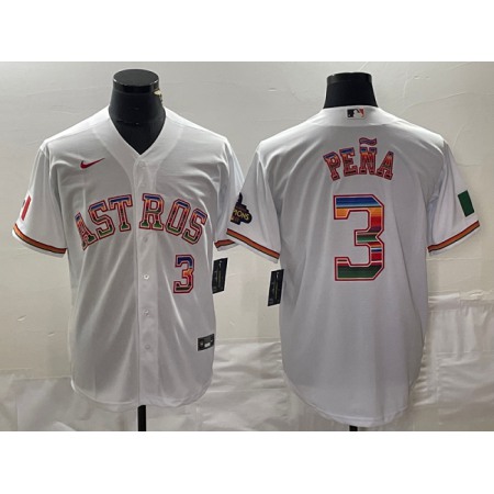 Men's Houston Astros #3 Jeremy Pena White Mexico Cool Base Stitched Baseball Jersey