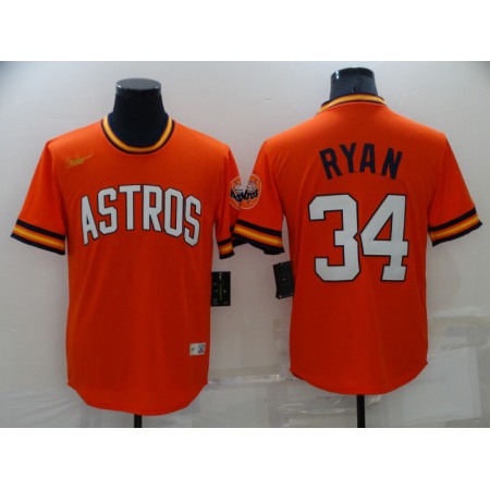 Men's Houston Astros #34 Nolan Ryan Orange Cool Base Stitched Jersey